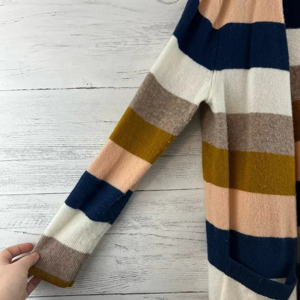 Madewell Kent Open Front Stripe Cardigan in Bangali Indigo Size XS